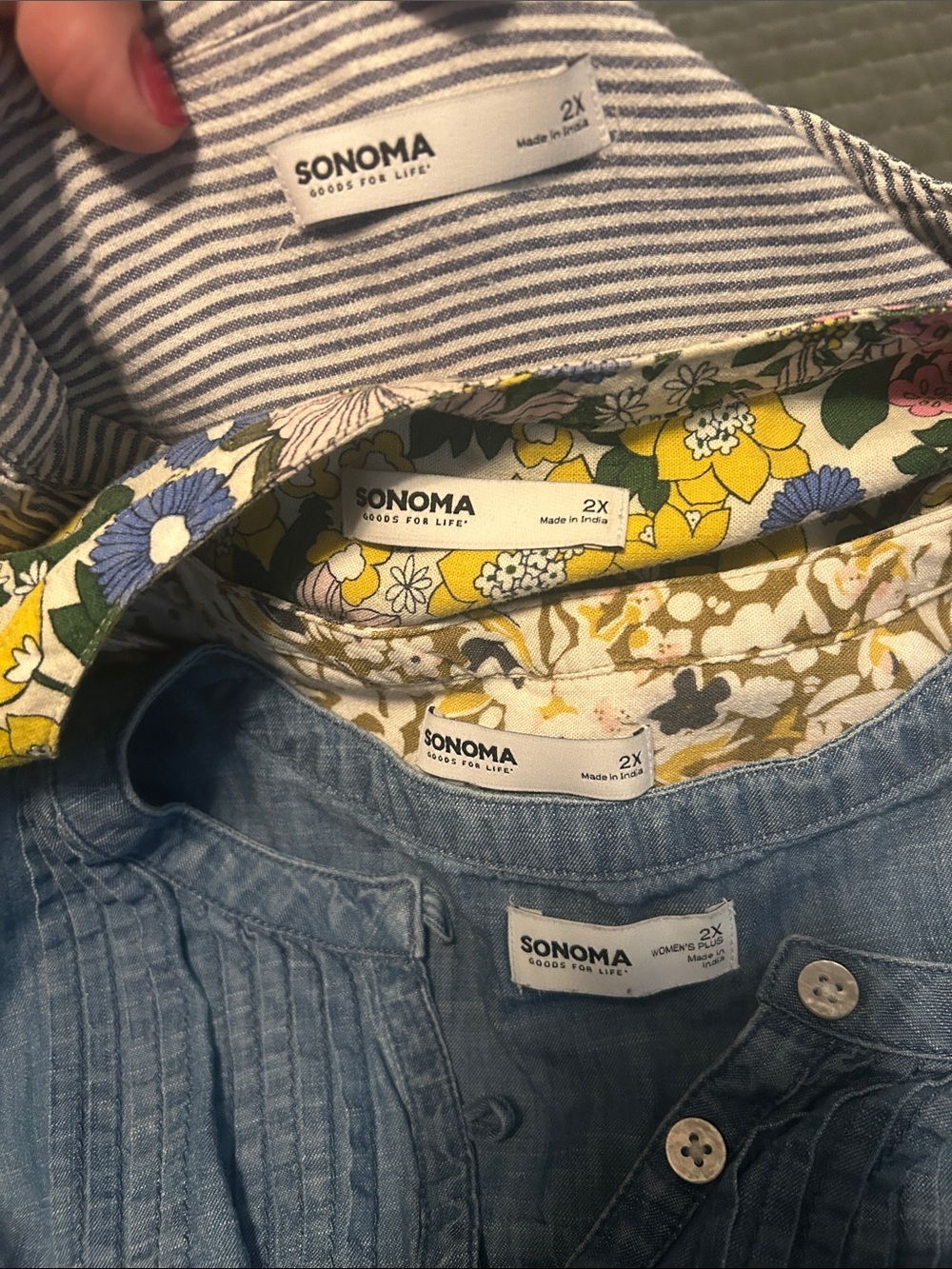 2X Sonoma Summer Dress Lot- Floral, Chambray & Striped - Picture 6 of 6